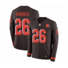 Youth Nike Cleveland Browns #26 Derrick Kindred Limited Brown Therma Long Sleeve NFL Jersey