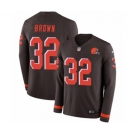 Youth Nike Cleveland Browns #32 Jim Brown Limited Brown Therma Long Sleeve NFL Jersey
