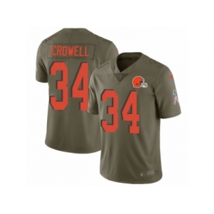 Youth Nike Cleveland Browns #34 Isaiah Crowell Limited Olive 2017 Salute to Service NFL Jersey