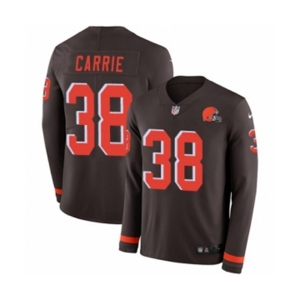 Youth Nike Cleveland Browns #38 T. J. Carrie Limited Brown Therma Long Sleeve NFL Jersey