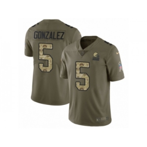 Youth Nike Cleveland Browns #5 Zane Gonzalez Limited Olive Camo 2017 Salute to Service NFL Jersey