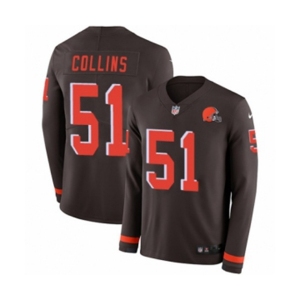 Youth Nike Cleveland Browns #51 Jamie Collins Limited Brown Therma Long Sleeve NFL Jersey