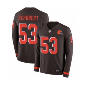 Youth Nike Cleveland Browns #53 Joe Schobert Limited Brown Therma Long Sleeve NFL Jersey