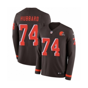 Youth Nike Cleveland Browns #74 Chris Hubbard Limited Brown Therma Long Sleeve NFL Jersey