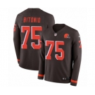 Youth Nike Cleveland Browns #75 Joel Bitonio Limited Brown Therma Long Sleeve NFL Jersey