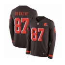 Youth Nike Cleveland Browns #87 Seth DeValve Limited Brown Therma Long Sleeve NFL Jersey