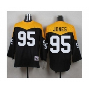 Mitchell And Ness 1967 Pittsburgh Steelers #95 Jarvis Jones Black Yelllow Throwback Mens Stitched NFL Jersey