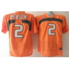 ncaa Miami Hurricanes #2 Jon Beason Orange[Beason]