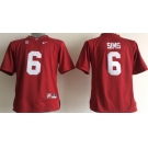 Alabama Crimson Tide #6 Blake Sims 2014 Red Limited Kids Jersey