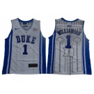 Blue Devils #1 Zion Williamson White Blue Basketball Elite Stitched Youth College Jersey