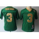 Notre Dame Fighting Irish #3 Joe Montana Green Throwback Kids Jersey