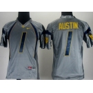 West Virginia Mountaineers #1 Tavon Austin Gray Kids Jersey