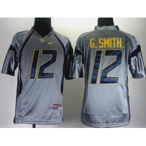 West Virginia Mountaineers #12 Geno Smith Gray Kids Jersey