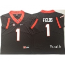 Youth Georgia Bulldogs #1 Justin Fields Black Nike College Football Jersey