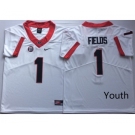 Youth Georgia Bulldogs #1 Justin Fields White  Nike College Football Jersey