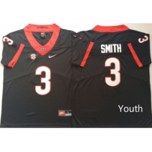 Youth Georgia Bulldogs #3 Roquan Smith Black  Nike College Football Jersey