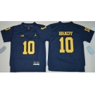 Youth Michigan Wolverines #10 Tom Brady Navy Blue Stitched NCAA Brand Jordan College Football Jersey