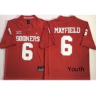 Youth Oklahoma Sooners #6 Baker Mayfield Red Youth College Football Jersey