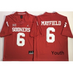 Youth Oklahoma Sooners #6 Baker Mayfield Red Youth College Football Jersey