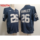 Youth Penn State Nittany Lions #26 Saquon Barkley Navy Stitched Jersey