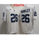 Youth Penn State Nittany Lions #26 Saquon Barkley White Stitched Jersey