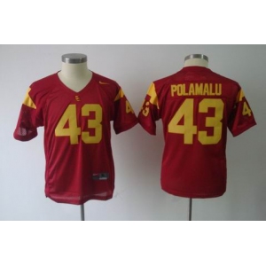 youth ncaa jerseys ncaa (usc trojans)#43 polamalu red