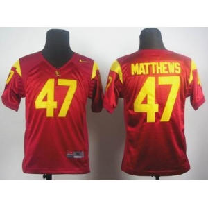 youth ncaa jerseys usc trojans #47 matthews red