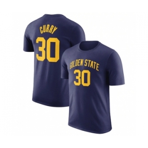 Men's Golden State Warriors #30 Stephen Curry Navy 2022-23 Statement Edition Name & Number T-Shirt