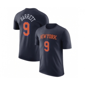 Men's New Yok Knicks #9 RJ Barrett Navy 2022-23 Statement Edition Name & Number T-Shirt