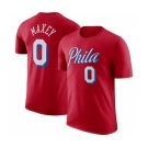 Men's Philadelphia 76ers #0 Tyrese Maxey Red 2022-23 Statement Edition Name & Number T-Shirt