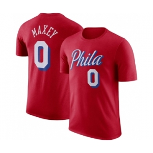 Men's Philadelphia 76ers #0 Tyrese Maxey Red 2022-23 Statement Edition Name & Number T-Shirt