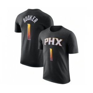 Men's Phoenix Suns #1 Devin Booker Black 2022-23 Statement Edition Name & Number T-Shirt