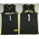 Men's Minnesota Timberwolves #1 Anthony Edwards NEW 2020 Black Golden Edition Nike Swingman Jersey