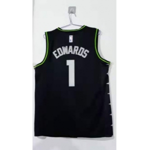 Men's Minnesota Timberwolves #1 edwards Black Basketball Jersey 2020-2021 City Edition