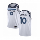 Men's Minnesota Timberwolves #10 Jake Layman Authentic White Basketball Jersey - Association Edition