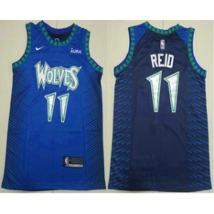 Men's Minnesota Timberwolves #11 Naz Reid Blue Black City Edition Swingman Stitched Jersey
