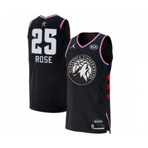 Men's Minnesota Timberwolves #25 Derrick Rose Authentic Black 2019 All-Star Game Basketball Jersey