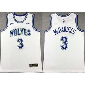 Men's Minnesota Timberwolves #3 Jaden McDaniels White City Edition Stitched Jersey