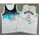 Men's Minnesota Timberwolves #4 Rob Dillingham White 2024 City Edition Swingman Stitched Jersey
