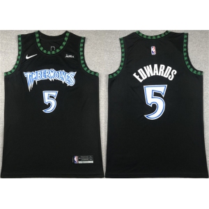 Men's Minnesota Timberwolves #5 Anthony Edwards Black City Edition Stitched Jersey