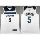 Men's Minnesota Timberwolves #5 Anthony Edwards White Association Edition Stitched Jersey