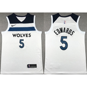 Men's Minnesota Timberwolves #5 Anthony Edwards White Association Edition Stitched Jersey