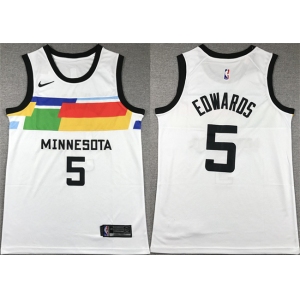 Men's Minnesota Timberwolves #5 Anthony Edwards White City Edition Stitched Jersey