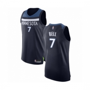 Men's Minnesota Timberwolves #7 Jordan Bell Authentic Navy Blue Basketball Jersey - Icon Edition