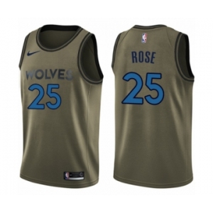 Men's Nike Minnesota Timberwolves #25 Derrick Rose Swingman Green Salute to Service NBA Jersey