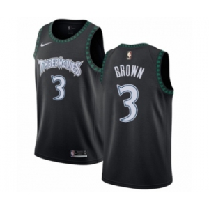 Men's Nike Minnesota Timberwolves #3 Anthony Brown Swingman Black Hardwood Classics Jersey