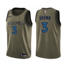 Men's Nike Minnesota Timberwolves #3 Anthony Brown Swingman Green Salute to Service NBA Jersey