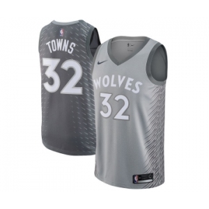 Men's Nike Minnesota Timberwolves #32 Karl-Anthony Towns Authentic Gray NBA Jersey - City Edition