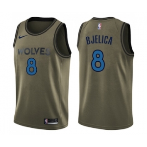 Men's Nike Minnesota Timberwolves #8 Nemanja Bjelica Swingman Green Salute to Service NBA Jersey