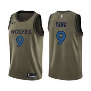 Men's Nike Minnesota Timberwolves #9 Luol Deng Swingman Green Salute to Service NBA Jersey